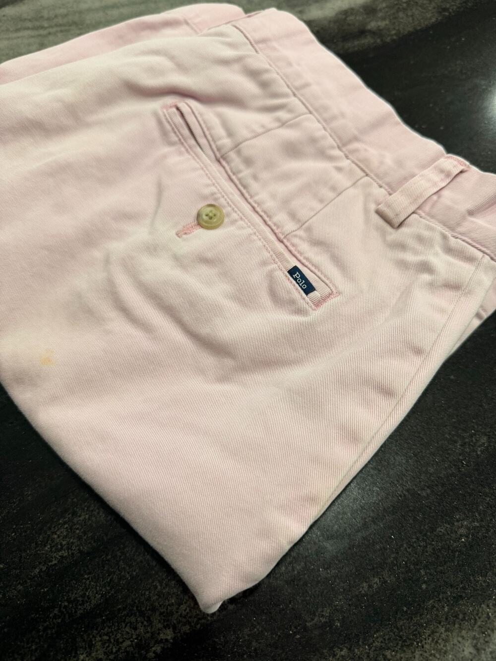 Polo Ralph Lauren Mens 34 Pink Chino Shorts Classic Fit Faded Distressed Preppy